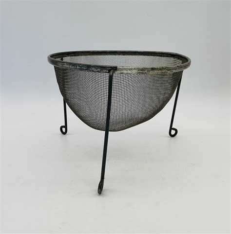 vintage mesh fabric strainer with metal rings on ends|Rustic Old Metal Kitchen Mesh Strainer/sieve .